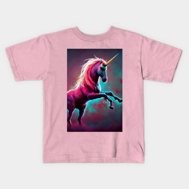 Dark Rainbow Gothic Unicorn AI created digital art by stine1 Kids T-Shirt by Christine aka stine1